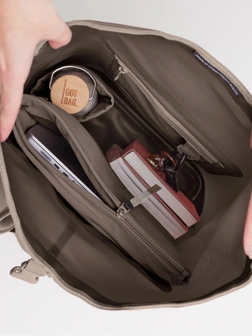 GOT BAG Taupe Roll-Top Backpack